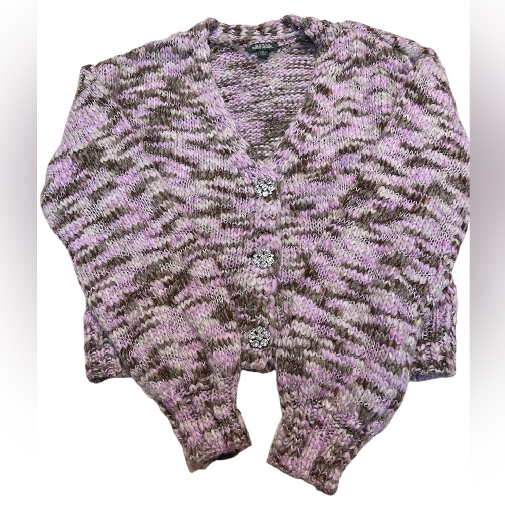 Rhinestone Button Cropped Sweater